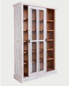 Libreria Oxford in legno massello bianco con ante scorrevoli - 120 x 40 x 180 cm