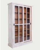 Libreria Oxford in legno massello bianco con ante scorrevoli - 120 x 40 x 180 cm
