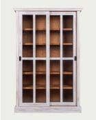 Libreria Oxford in legno massello bianco con ante scorrevoli - 120 x 40 x 180 cm