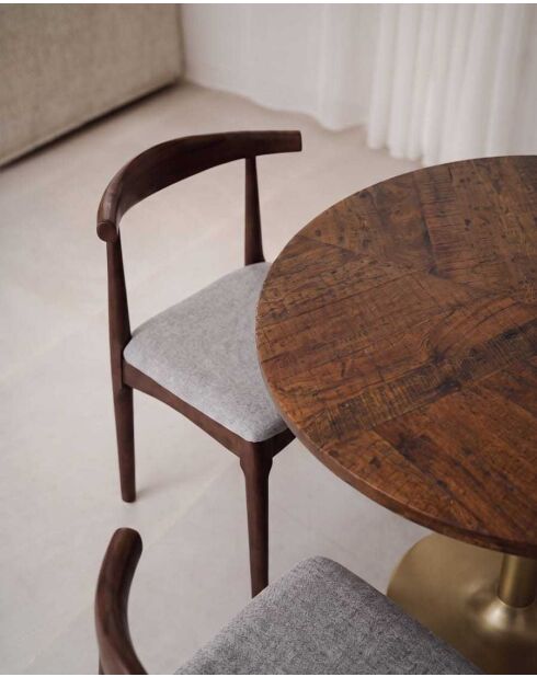 Esszimmerstuhl aus lackiertem Eschenholz mit Hana-Stoffsitz - 58 x 55 x 76 cm