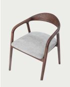 Chaise de salle à manger en bois de frêne laqué avec assise en tissu Moli - 56 x 58 x 74 cm