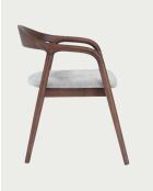 Chaise de salle à manger en bois de frêne laqué avec assise en tissu Moli - 56 x 58 x 74 cm