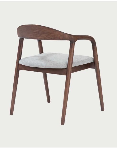 Chaise de salle à manger en bois de frêne laqué avec assise en tissu Moli - 56 x 58 x 74 cm