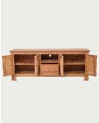 Porta TV in teak intagliato naturale Oba - 160 x 45 x 61,5 cm