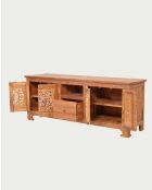 Porta TV in teak intagliato naturale Oba - 160 x 45 x 61,5 cm