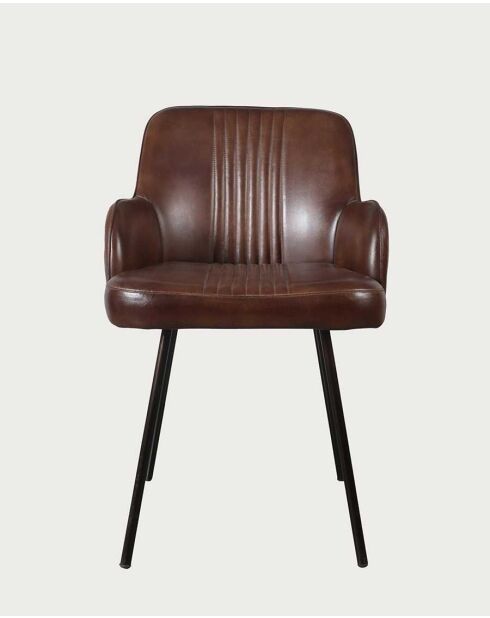 Silla Léon de piel y metal con reposabrazos - 51 x 60 x 82 cm