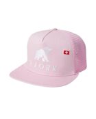 Roze/witte truckerpet met logo
