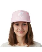 Roze/witte truckerpet met logo