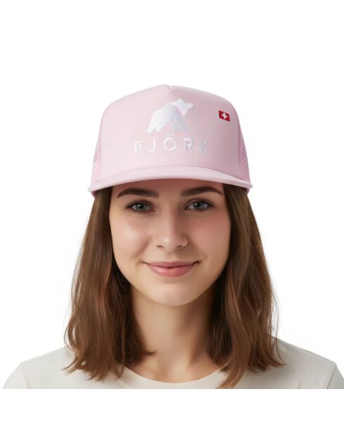 Rosa/weiße Trucker-Kappe mit Logo