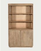 Libreria Elio naturale a 2 ante in legno massello di mango - 100 x 40 x 177 cm