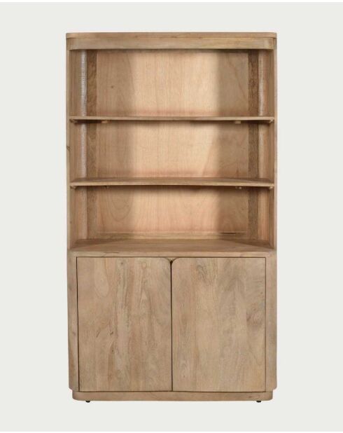 Bibliothèque 2 portes en bois de manguier massif Elio naturelle - 100 x 40 x 177 cm