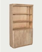 Libreria Elio naturale a 2 ante in legno massello di mango - 100 x 40 x 177 cm