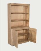 Libreria Elio naturale a 2 ante in legno massello di mango - 100 x 40 x 177 cm