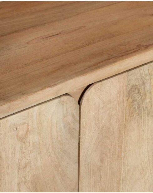 Libreria Elio naturale a 2 ante in legno massello di mango - 100 x 40 x 177 cm