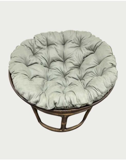 Fauteuil en rotin avec coussin Rattan Papasan naturel - 115 x 70 x 85 cm