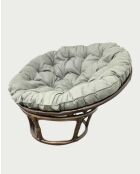 Fauteuil en rotin avec coussin Rattan Papasan naturel - 115 x 70 x 85 cm