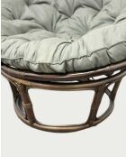 Fauteuil en rotin avec coussin Rattan Papasan naturel - 115 x 70 x 85 cm