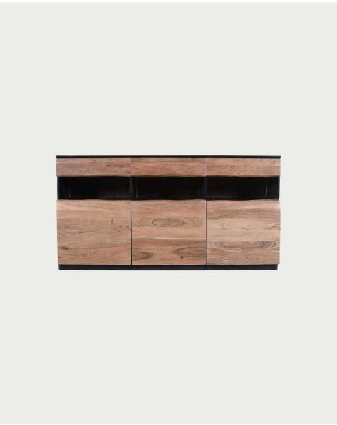 Buffet bas en bois d'acacia avec éclairage LED Leo - 180 x 40 x 93 cm
