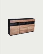 Buffet bas en bois d'acacia avec éclairage LED Leo - 180 x 40 x 93 cm