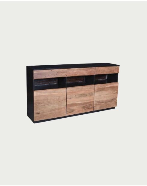 Buffet bas en bois d'acacia avec éclairage LED Leo - 180 x 40 x 93 cm