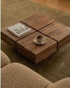 Pixo vierkante salontafel massief natuurlijk acaciahout - 80 x 80 x 30 cm