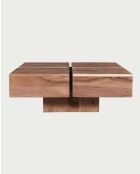 Pixo vierkante salontafel massief natuurlijk acaciahout - 80 x 80 x 30 cm
