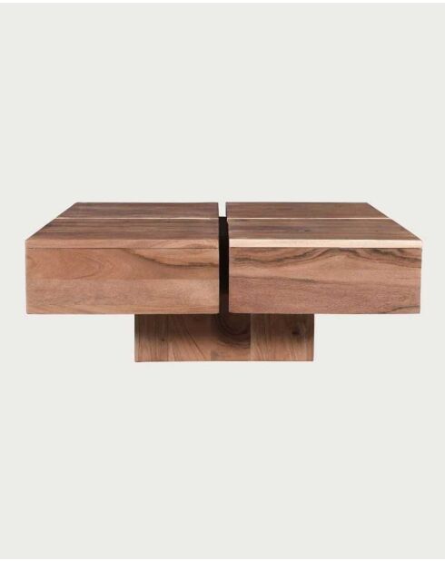 Pixo vierkante salontafel massief natuurlijk acaciahout - 80 x 80 x 30 cm