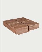 Pixo vierkante salontafel massief natuurlijk acaciahout - 80 x 80 x 30 cm