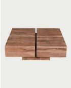Pixo vierkante salontafel massief natuurlijk acaciahout - 80 x 80 x 30 cm