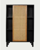 Armadio piccolo Noma in legno, canna e metallo nero - 100 x 43 x 150 cm