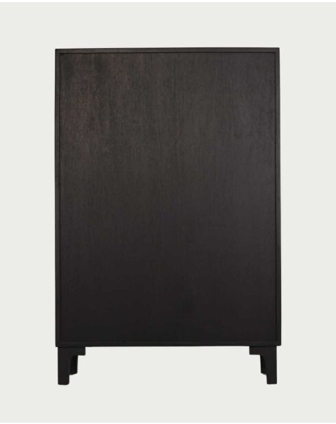 Armadio piccolo Noma in legno, canna e metallo nero - 100 x 43 x 150 cm