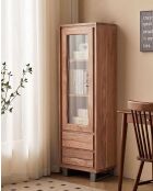 Colonna portaoggetti Arvo Live Edge in legno di acacia, 1 anta e 2 cassetti - 60 x 45 x 190 cm