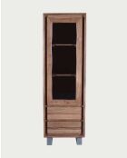 Colonna portaoggetti Arvo Live Edge in legno di acacia, 1 anta e 2 cassetti - 60 x 45 x 190 cm