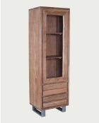 Colonna portaoggetti Arvo Live Edge in legno di acacia, 1 anta e 2 cassetti - 60 x 45 x 190 cm