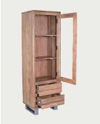Colonna portaoggetti Arvo Live Edge in legno di acacia, 1 anta e 2 cassetti - 60 x 45 x 190 cm