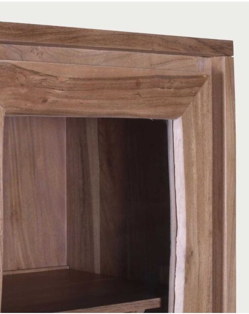 Colonna portaoggetti Arvo Live Edge in legno di acacia, 1 anta e 2 cassetti - 60 x 45 x 190 cm