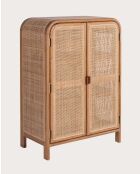 Armario pequeño de madera Mindi y ratán natural de Tiraya, 80 x 35 x 110 cm