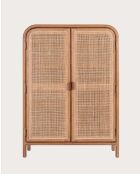 Armario pequeño de madera Mindi y ratán natural de Tiraya, 80 x 35 x 110 cm