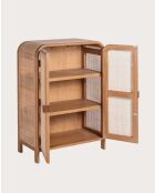 Armario pequeño de madera Mindi y ratán natural de Tiraya, 80 x 35 x 110 cm