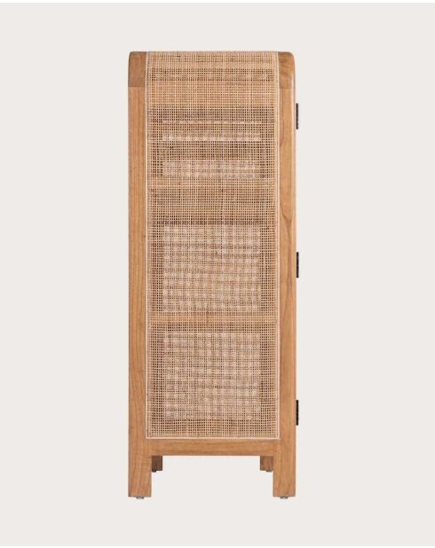 Armario pequeño de madera Mindi y ratán natural de Tiraya, 80 x 35 x 110 cm