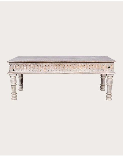 Table basse en bois massif de manguier sculpté Aster - 120 x 60 x 45 cm