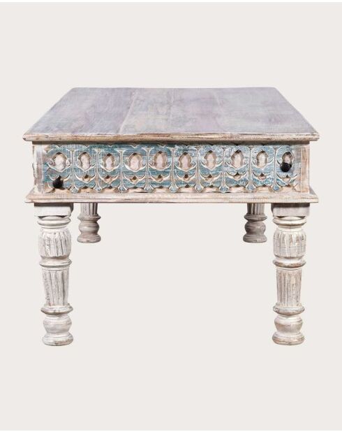 Table basse en bois massif de manguier sculpté Aster - 120 x 60 x 45 cm