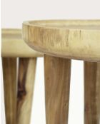 Set aus 2 natürlichen Leothéo-Couchtischen aus massivem Teakholz — 55 x 55 x 45 cm/65 x 65 x 55 cm