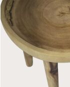Set aus 2 natürlichen Leothéo-Couchtischen aus massivem Teakholz — 55 x 55 x 45 cm/65 x 65 x 55 cm
