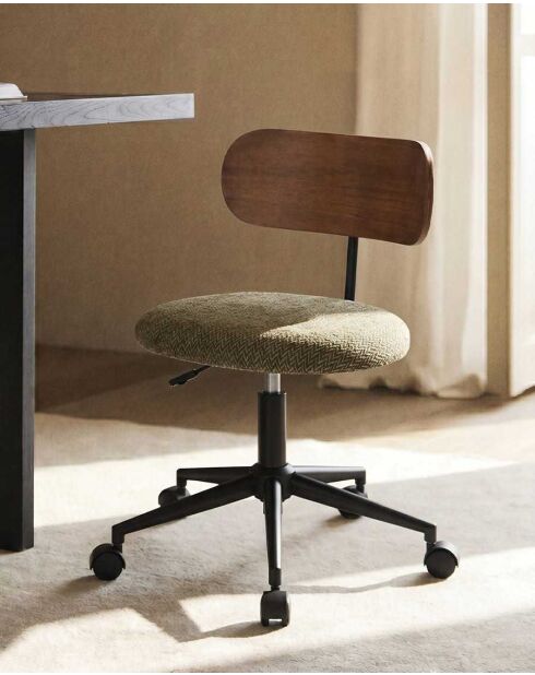 Sedia da ufficio Vibo in tessuto e legno - 35 x 35 x 73 a 82 cm