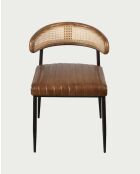 Chaise en cuir marron et cannage Caméo - 56 x 58 x 79 cm
