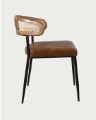 Chaise en cuir marron et cannage Caméo - 56 x 58 x 79 cm