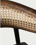 Chaise en cuir marron et cannage Caméo - 56 x 58 x 79 cm