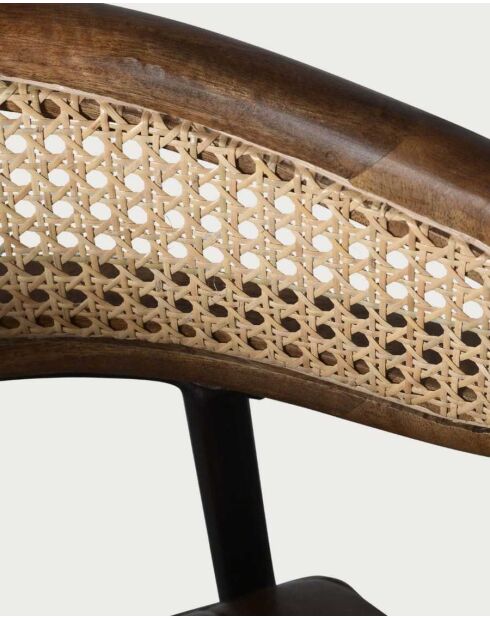 Chaise en cuir marron et cannage Caméo - 56 x 58 x 79 cm
