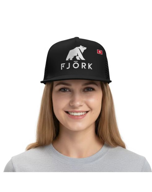 Cappello Trucker Fjork Logo Poliestere nero/bianco